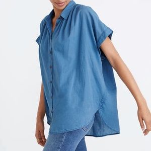 Madewell Central Drapey Shirt in Bright Indigo Sz XS